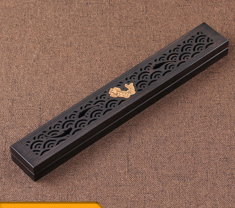 Wooden thread incense box, black sandalwood inlaid with boxwood, sleeping incense burner, incense burner, household indoor agarw - V.I.P Digital Presence