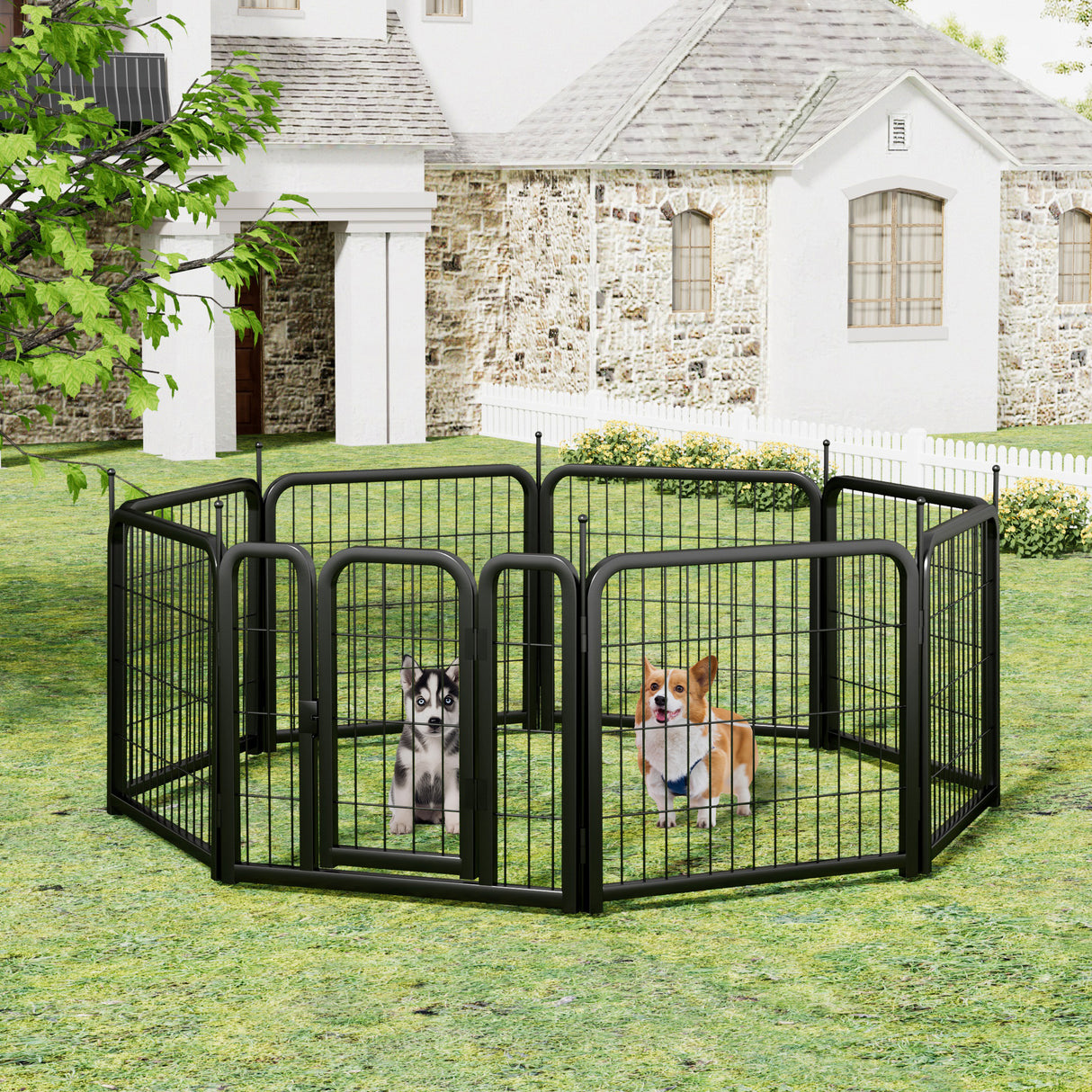 8-panel dog fence, 24 inch small dog pet fence, portable indoor pet game fence. Black, 22.2 inches wide x 23.6 inches high. - V.I.P Digital Presence