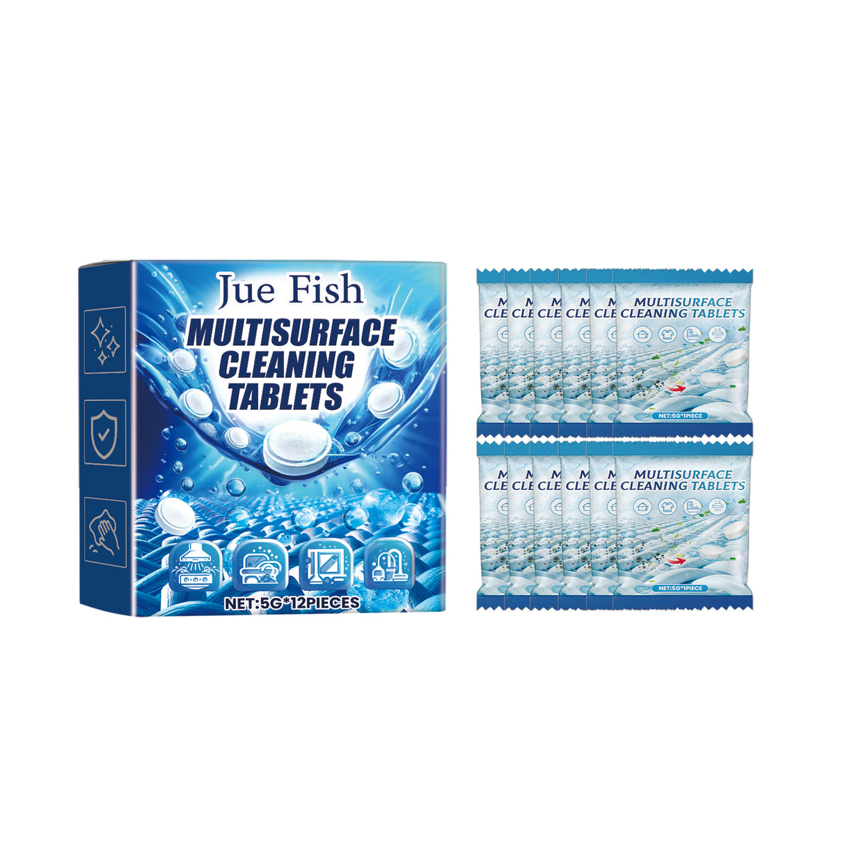JUE FISH MultiSurface Cleaning Tablets, Kitchen Heavy Oil And Dirt Cleaning Stain Cleaner Effervescent Tablet - V.I.P Digital Presence