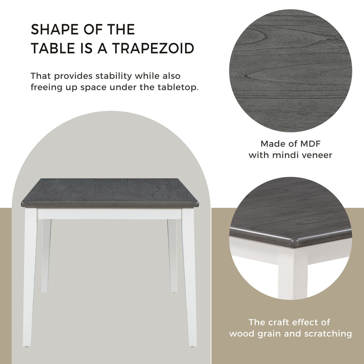 TREXM Classic and Traditional Style 6 - Piece Dining Set, Includes Dining Table 4 Upholstered Chairs & Bench (White+Gray)