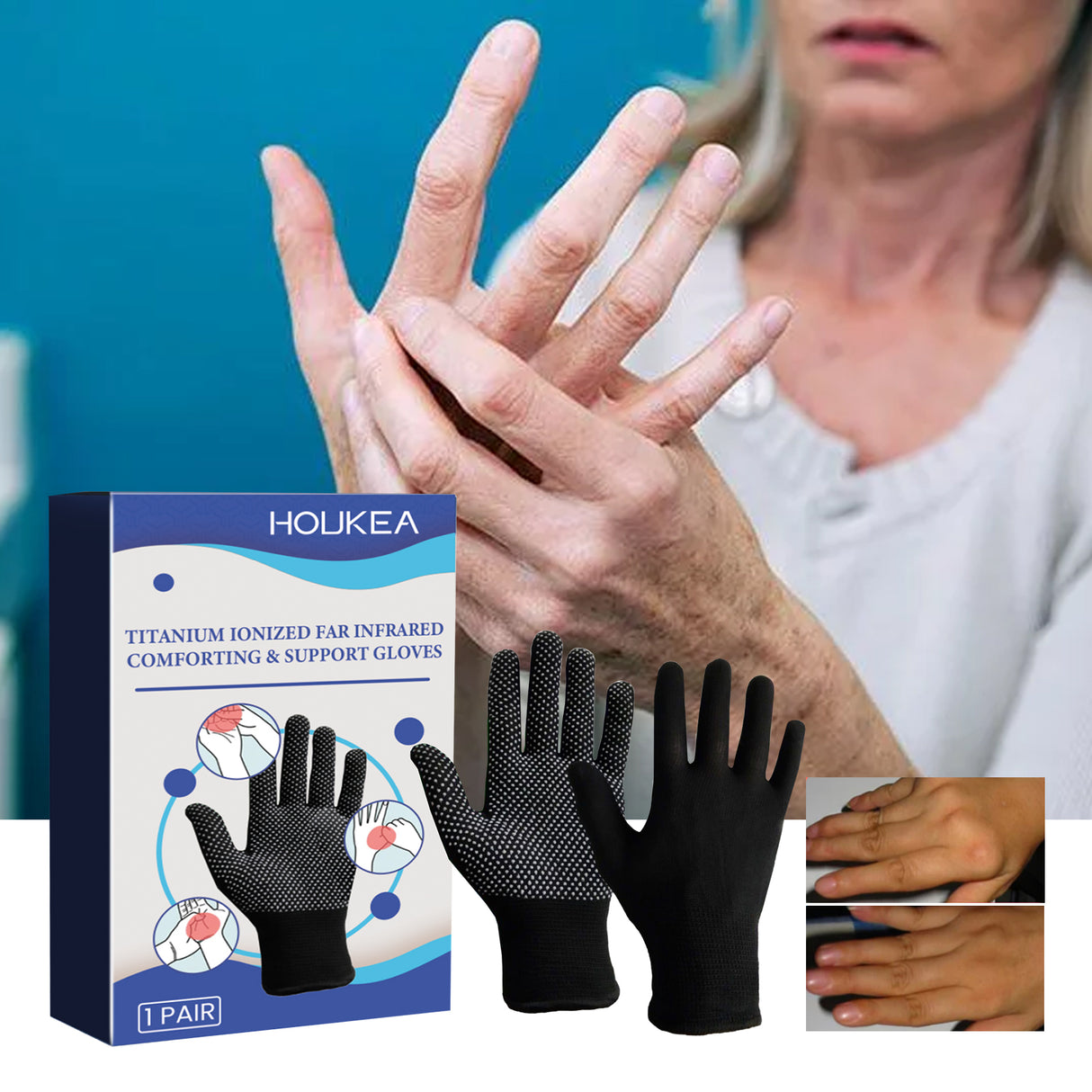 HouKea Titanium Ionized Far Infrared Comforting & Support Gloves, Relief Wrist Thumb Joint Stiffness Soreness Swelling Wrist Gloves - V.I.P Digital Presence