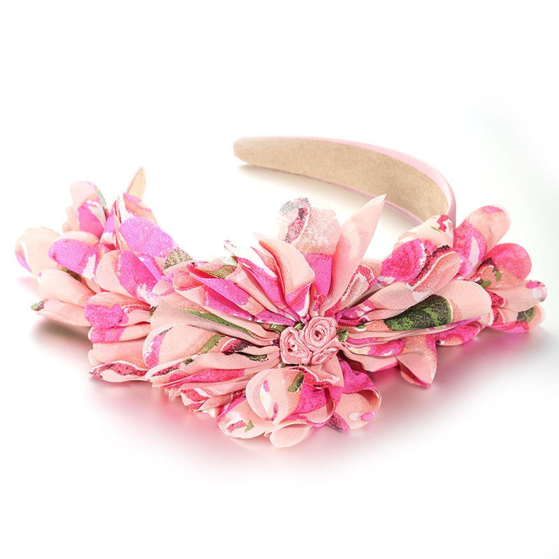 Fashionable leaf pattern fabric oversized flower headband - V.I.P Digital Presence