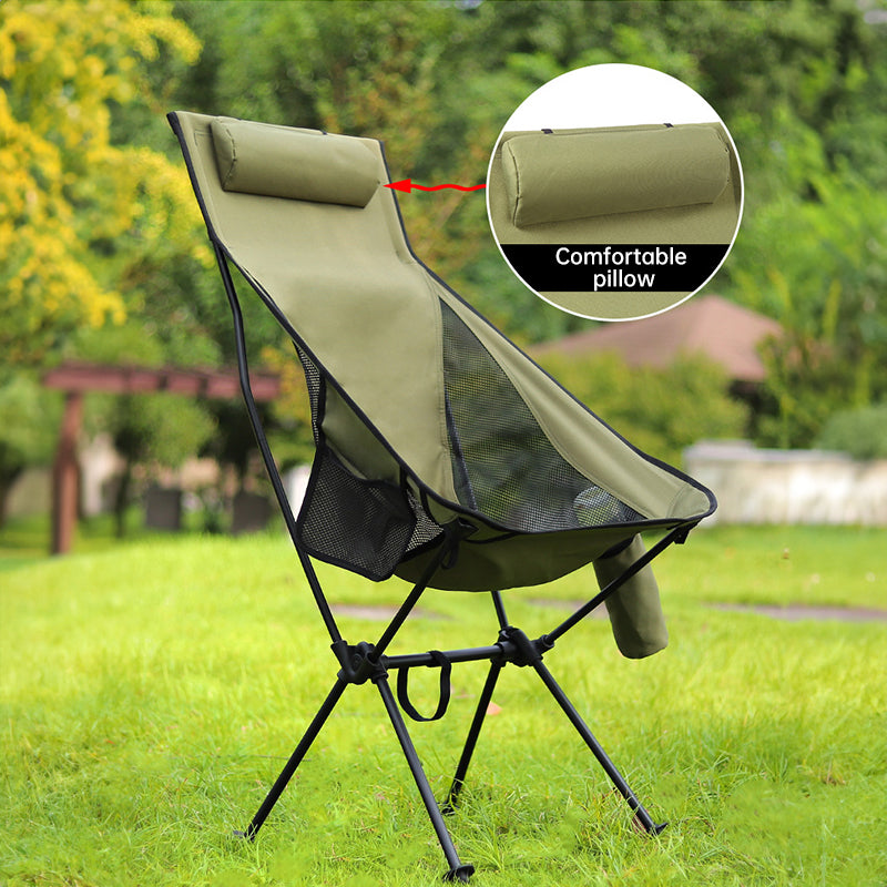 Folding camping chair with headrest. Lightweight, aluminum alloy, for travel and fishing. Outdoor furniture. - V.I.P Digital Presence