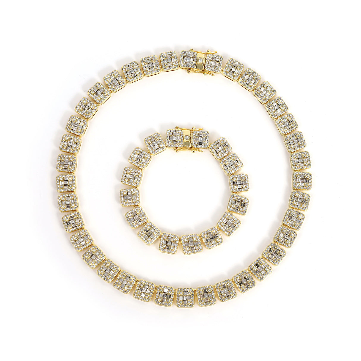 Cuban chain fashion new product square rock sugar chain 13mm necklace bracelet niche hip-hop jewelry accessories - V.I.P Digital Presence