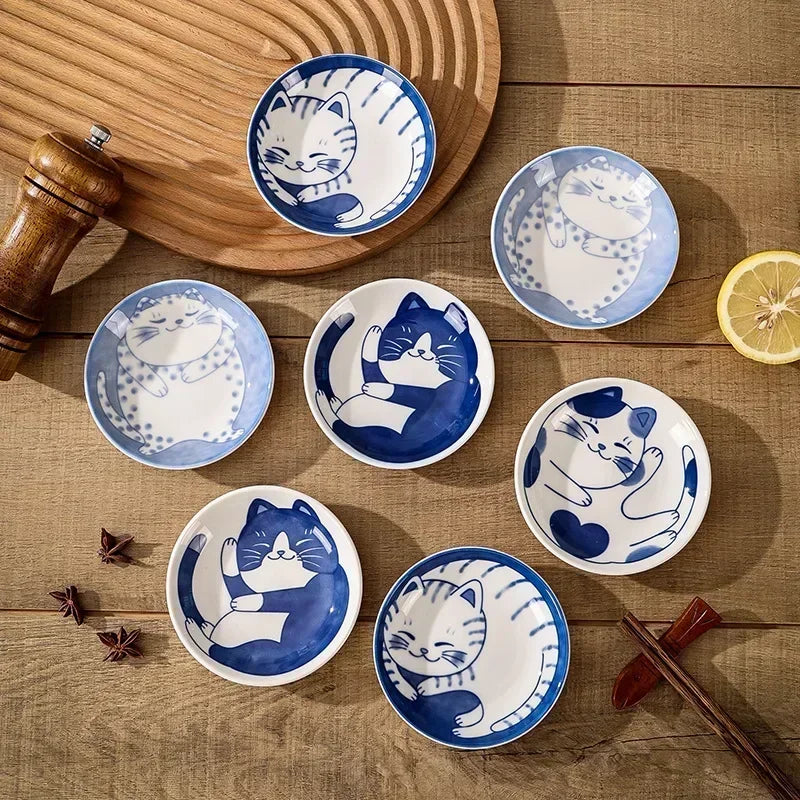Cat dish cartoon ceramic dish household dining table dipping dish soy sauce dish hot pot seasoning dish - V.I.P Digital Presence