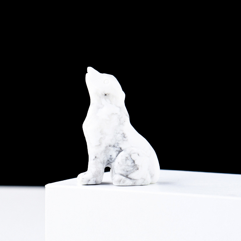 Natural crystal wolf cub carving piece, crystal animal raw stone, mineral specimen, home decoration ornament - V.I.P Digital Presence