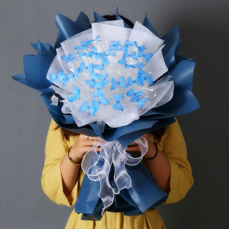 New DIY Butterfly Bouquets Handmade Butterfly Flower Material Package Bouquet with Light String Wedding Decor Gift for Girlfrien - V.I.P Digital Presence