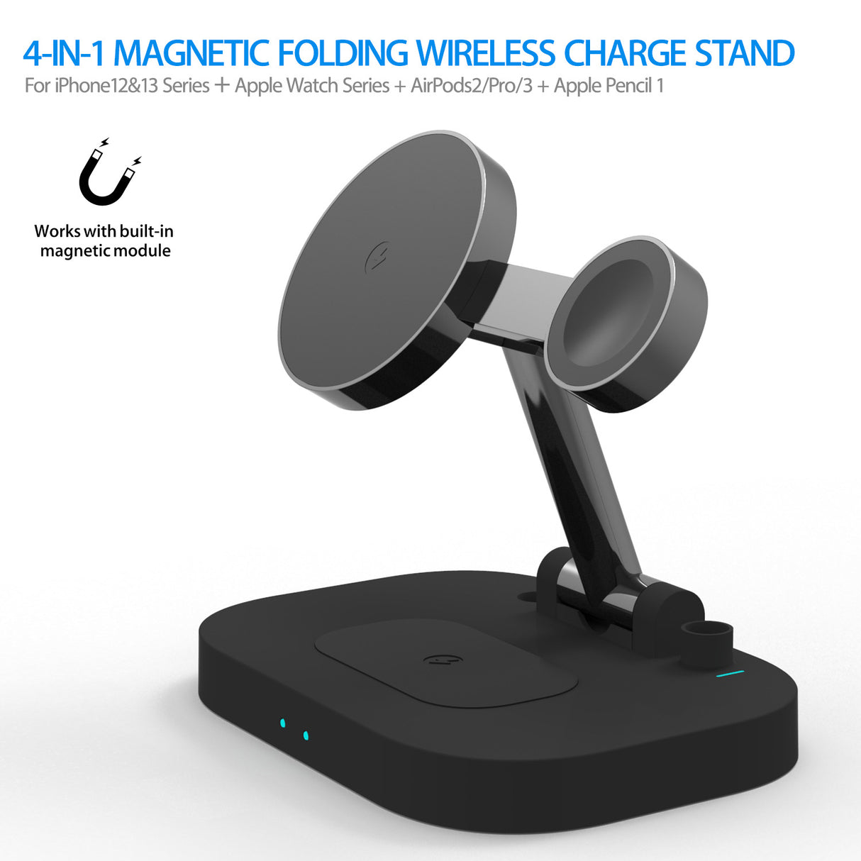 Vertical Magsafe Magnetic Folding Three-in-one Stand Mobile Phone Watch Headset 1 Generation Pen Four-in-one Wireless Charger - V.I.P Digital Presence