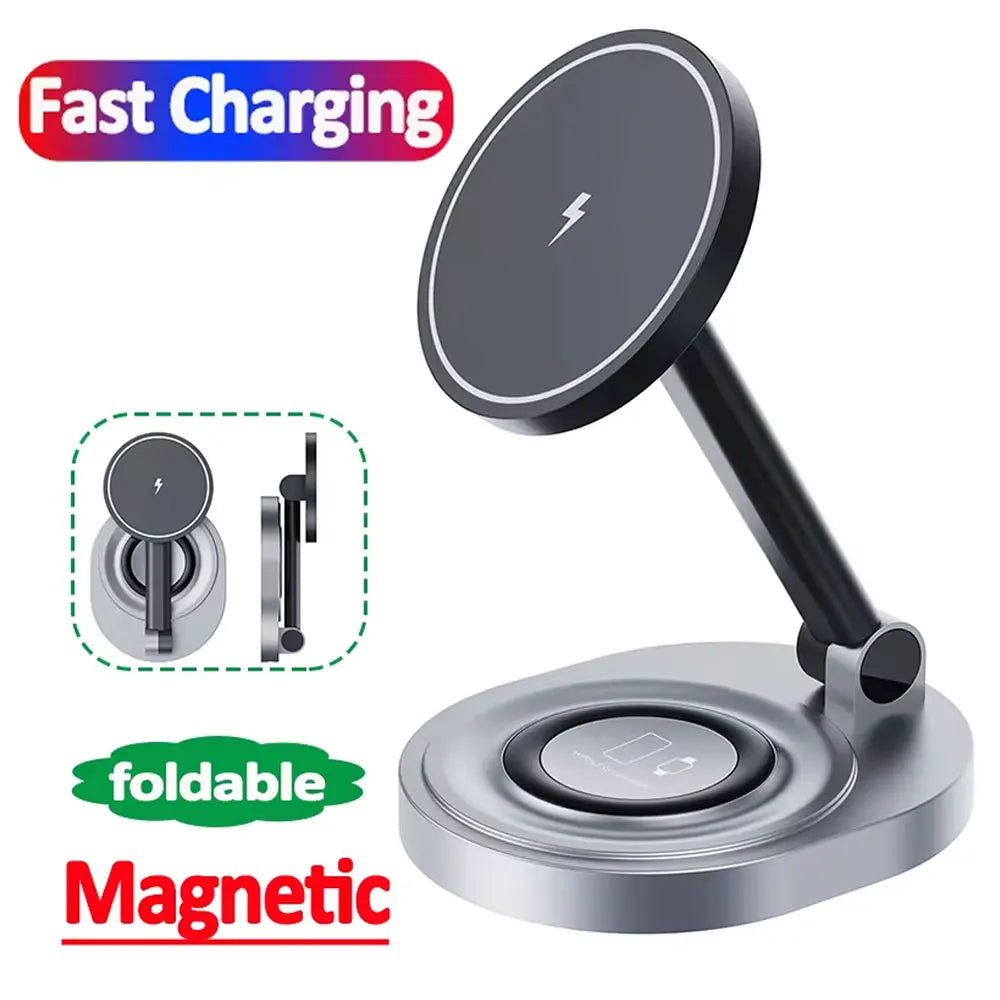 Magnetic wireless charger 3-in-1 adjustable folding wireless charger suitable for Apple phones watches headphones - V.I.P Digital Presence