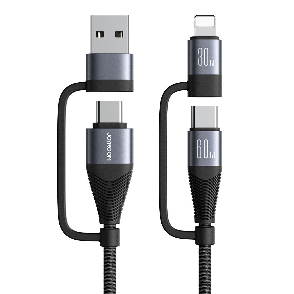 Aluminum alloy four in one data cable for mobile fast charging 60W high-power transmission data cable - V.I.P Digital Presence