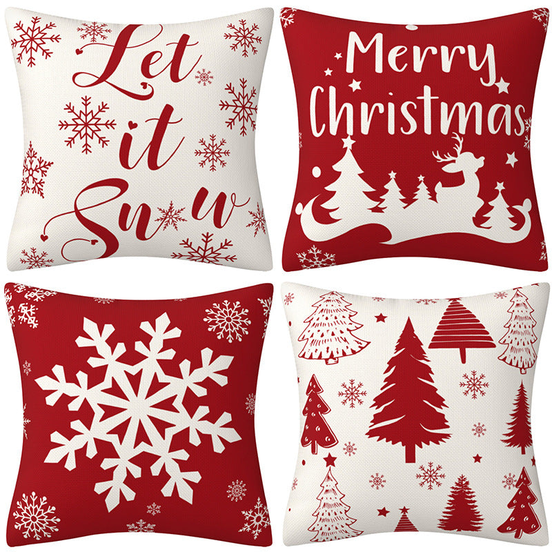 Red Christmas Snowflake Pillow Cover Amazon Home Sofa Cushion Cover Holiday Decoration Pillow - V.I.P Digital Presence