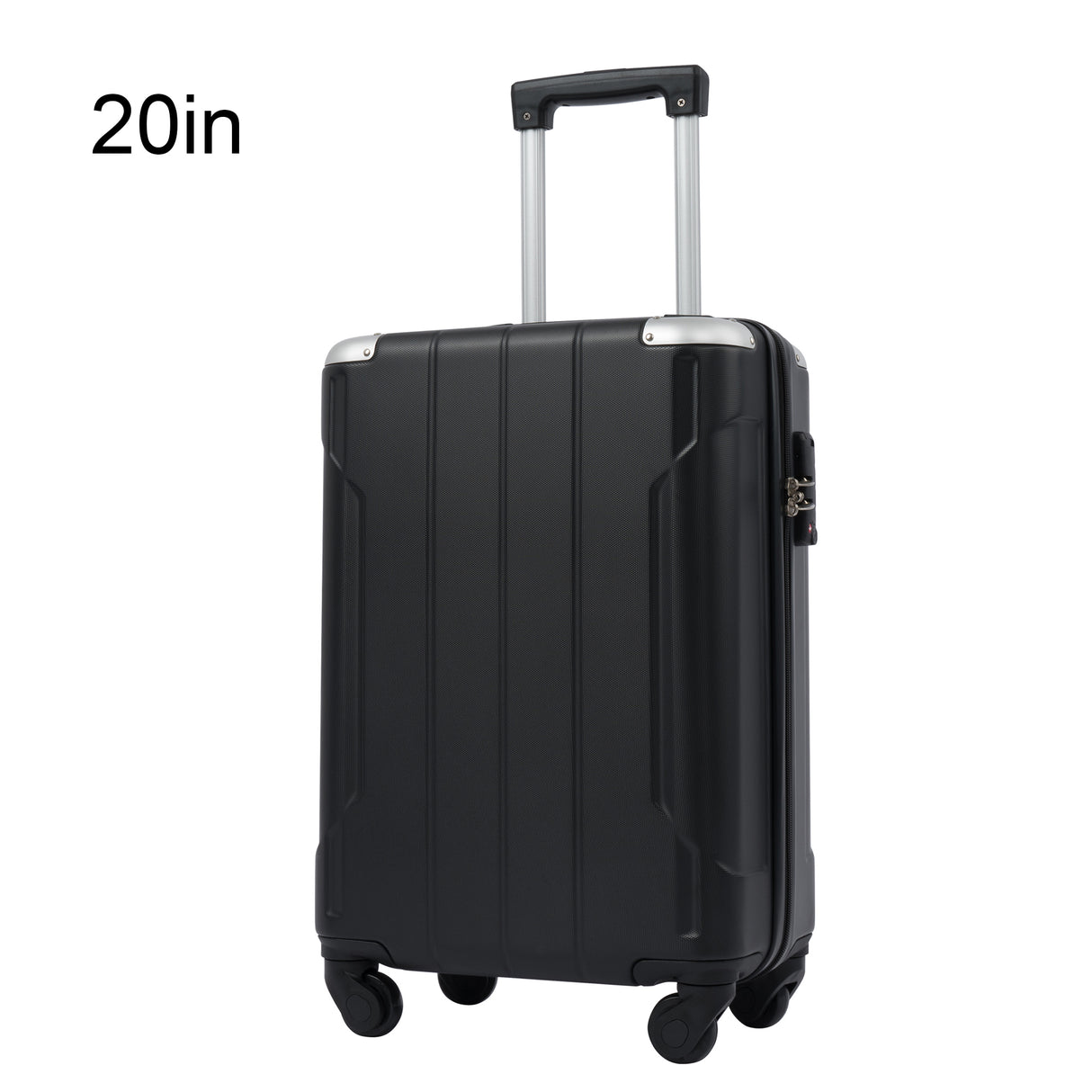 Hardshell Luggage Spinner Suitcase with TSA Lock Lightweight 20'' (Single Luggage) Black + ABS + 20 Inch Carry On