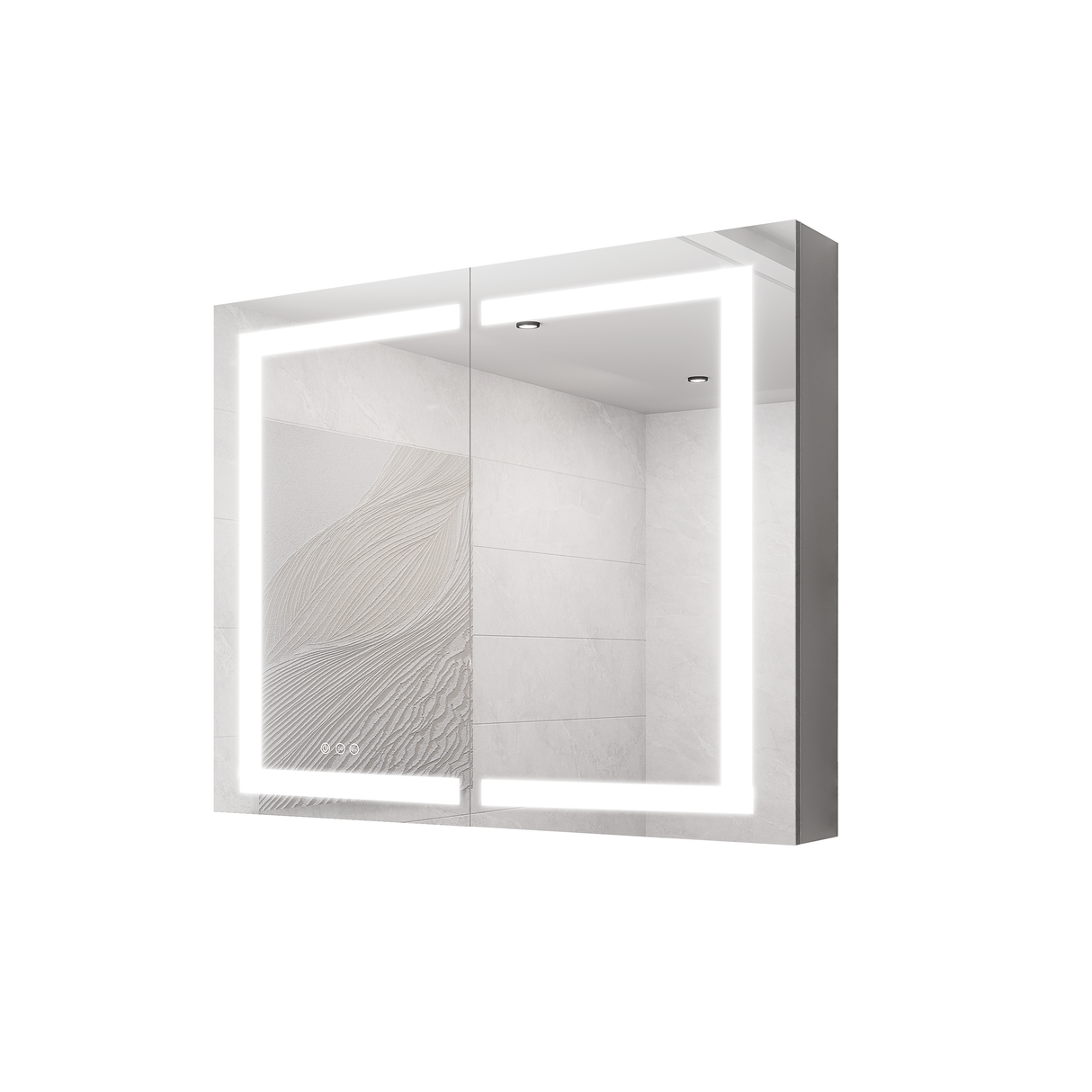 36 x 30 inch Medicine Cabinet with LED Vanity Mirror Anti-Fog Recessed or Surface Mount Waterproof DimmableAluminum 3000K~6000K Lighted Double Door Bathroom Cabinet with Touch Switch - V.I.P Digital Presence