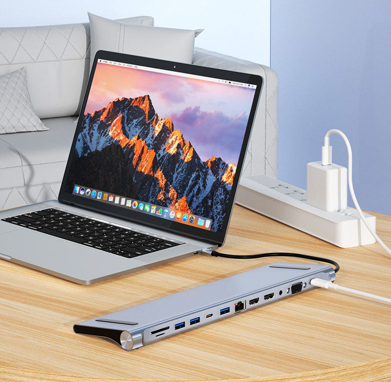 Dual HDMI docking station 12 in 1 high-definition MST USB HUB multi screen display type-c docking station - V.I.P Digital Presence