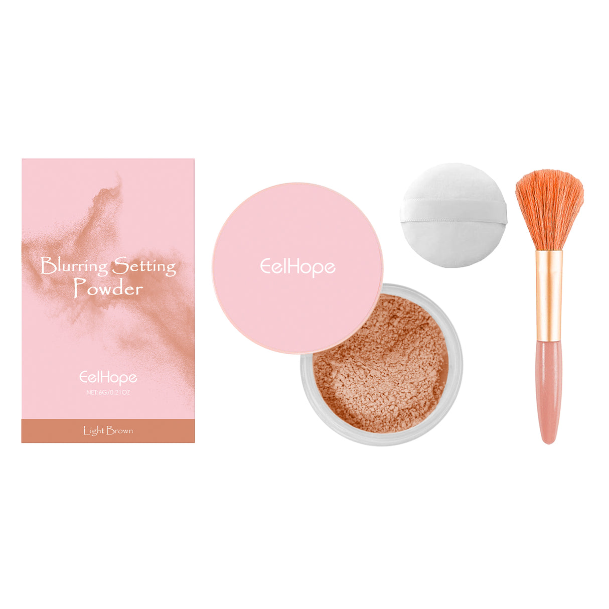 Setting powder with brush, Natural Makeup Light, Delicate Breathable Fit Dry And Wet Dual Use Powder Lasting Makeup - V.I.P Digital Presence
