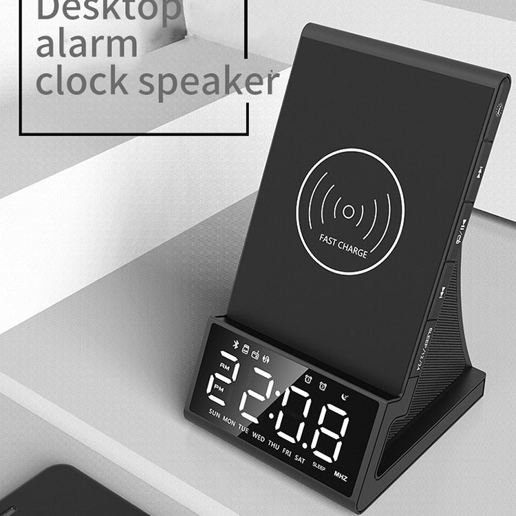 Three in one wireless charger Bluetooth speaker wireless charging alarm clock phone holder - V.I.P Digital Presence