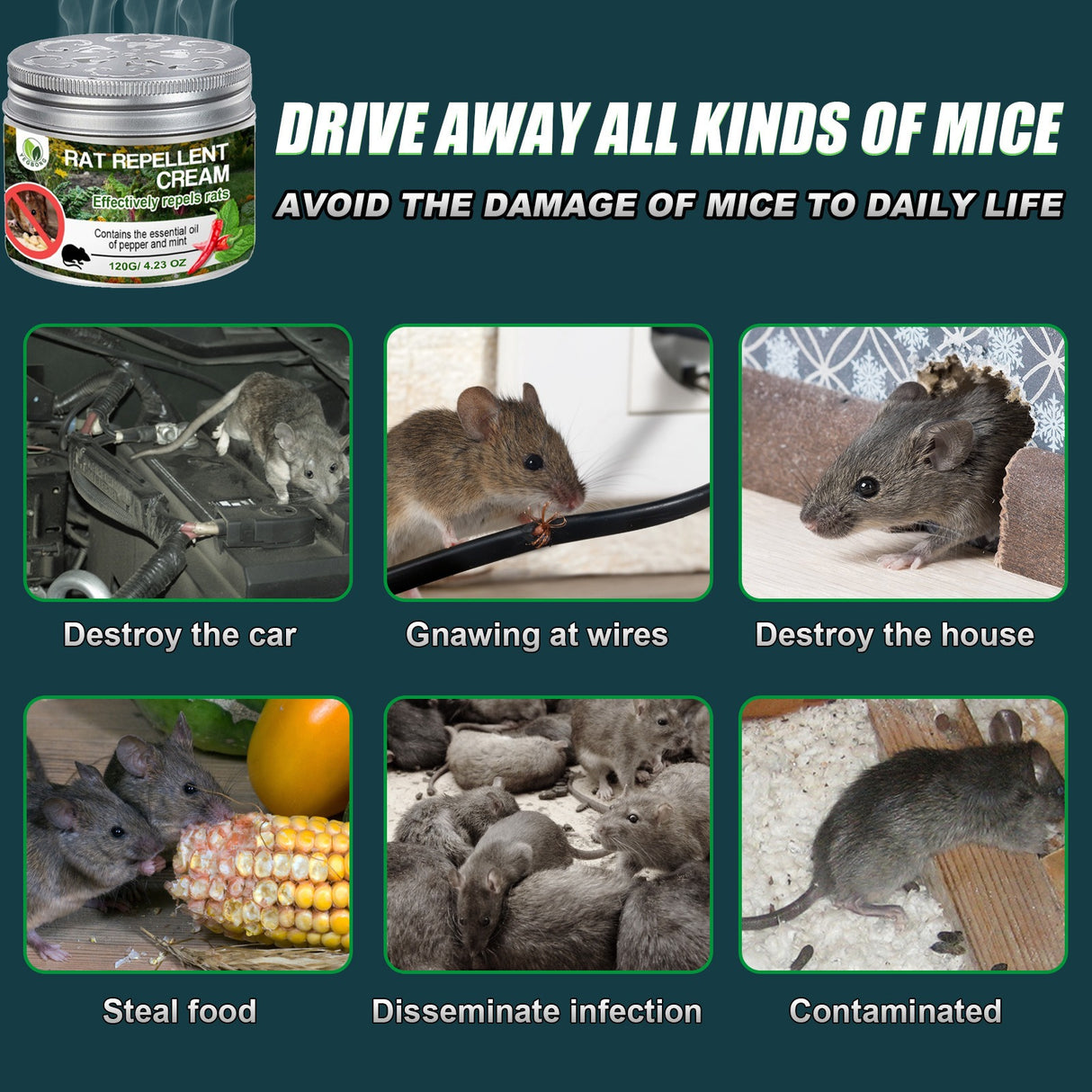 120g home plant natural peppermint oil rats and mice mouse repellent to avoid rodent - V.I.P Digital Presence