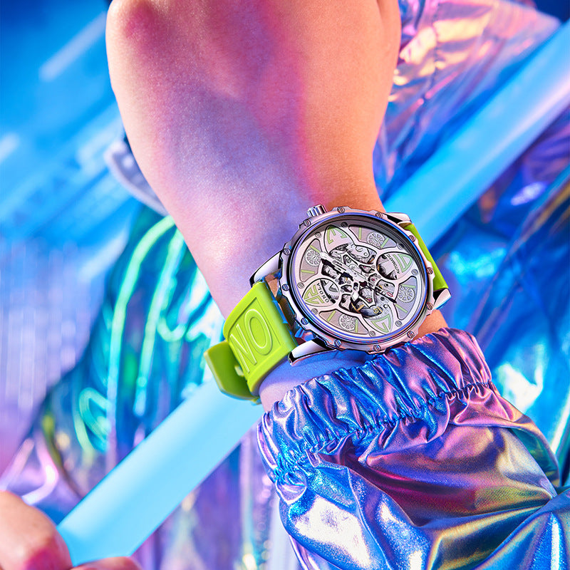 Fully automatic mechanical watch for men fashionable multi-color silicone tape waterproof watch - V.I.P Digital Presence