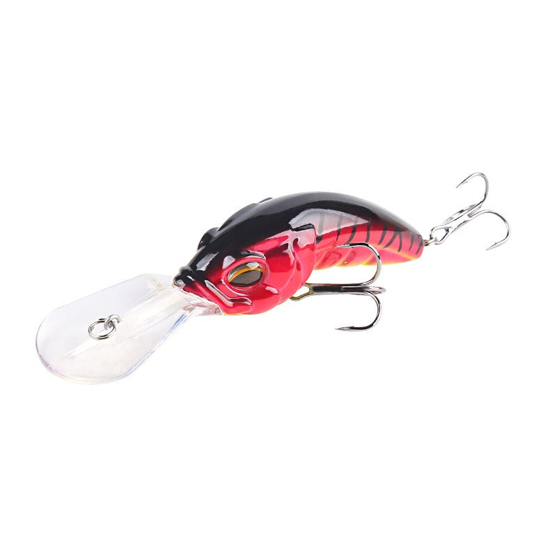 Wide Tongue Deep Dive ABS Rock Mino 10.4cm 14.5g Bead+Enhanced Three Hook Simulated Worm shaped Fake Bait