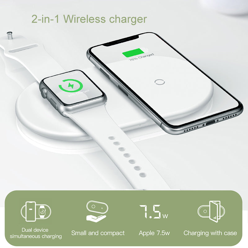 Baseus 2 in 1 Wireless Charger Pad For Apple Watch iPhone X Xs Max XR Desktop Fast Wireless Charging Charger Born for Apple Fans - V.I.P Digital Presence