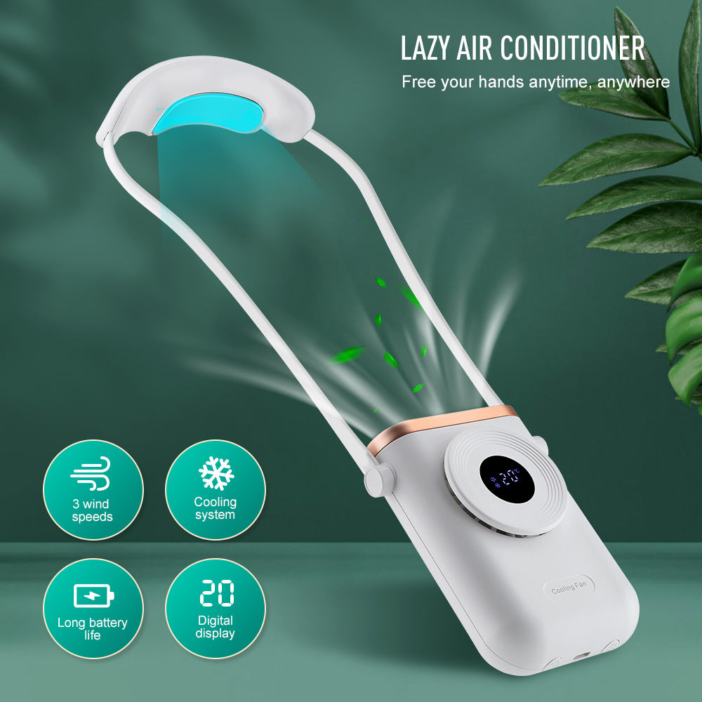3-Speed Hanging Neck Fan Cooling Portable Leafless Electric Fan USB Lazy Hanging Neck Small Fan Outdoor Fan - V.I.P Digital Presence
