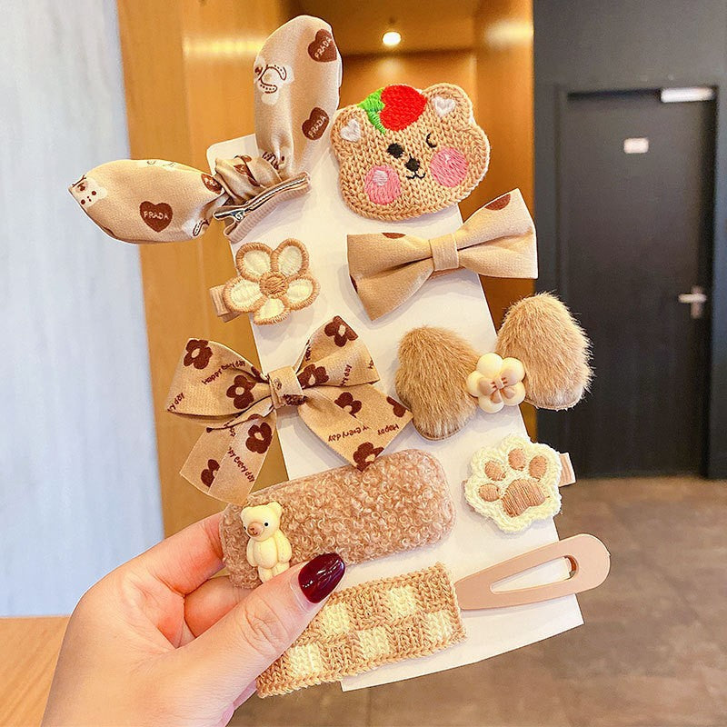 Milk Coffee Color Children's Plush Hairpin Net Red Bangs Side Hair Clip Autumn And Winter Lovely Japanese Clip - V.I.P Digital Presence