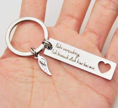 German drive well Fahr vorsichtig lch.. stainless steel keychain Valentine's Day gift - V.I.P Digital Presence