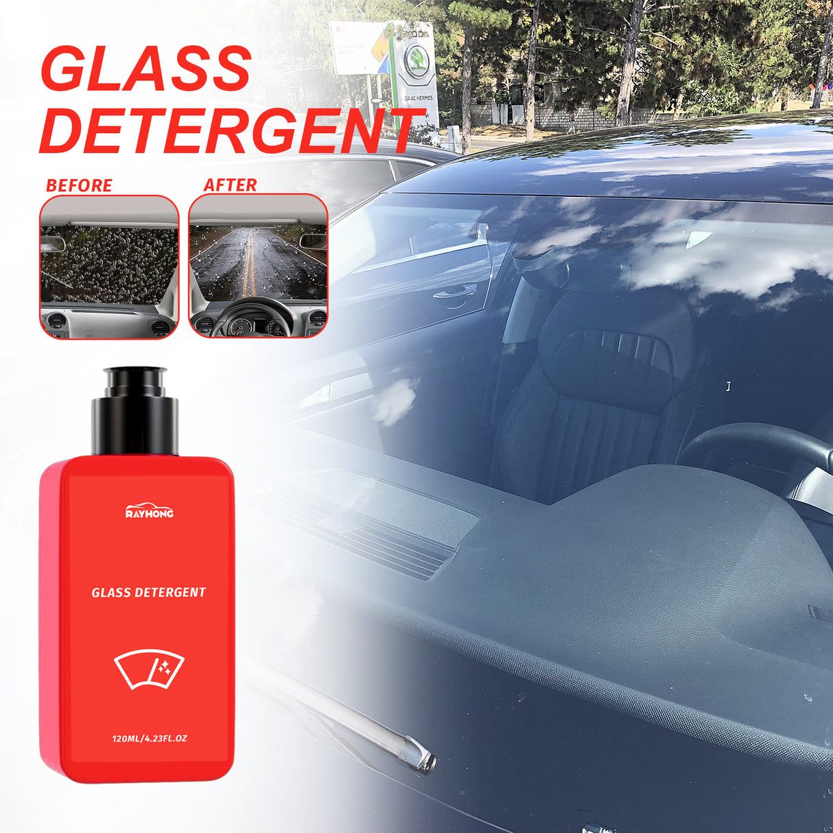 RAYHONG Glass Detergent, Car Front Windshield Window Stain Remover Oil Film Cleaner - V.I.P Digital Presence