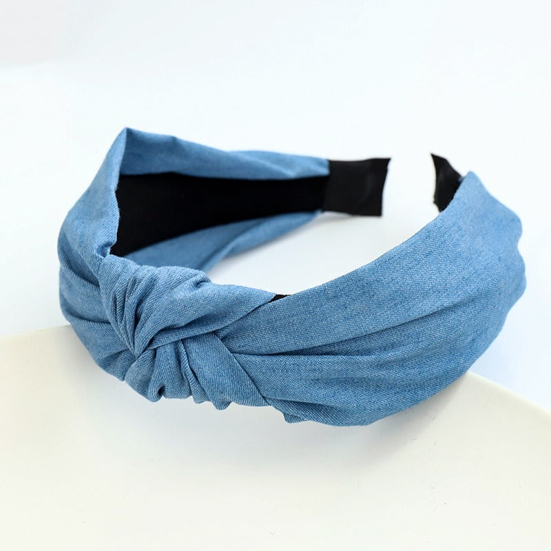 Hair hoop fashion denim fabric middle knot hair clip headband for girls going out headwear - V.I.P Digital Presence