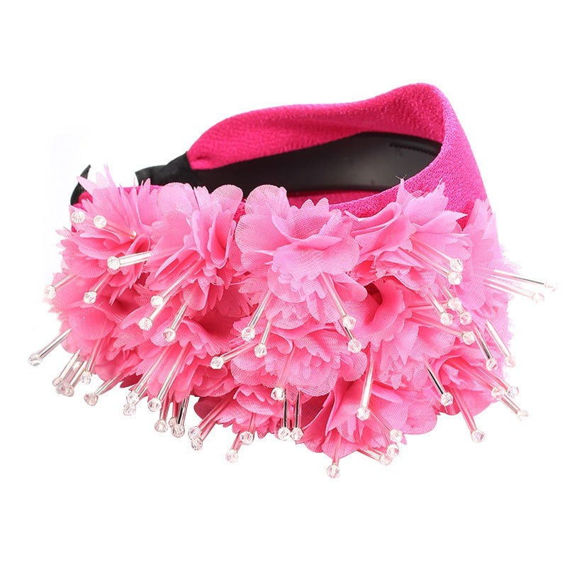 Fashionable Handmade Fabric Crystal Beads Simulated Flower Hair Hoops - V.I.P Digital Presence