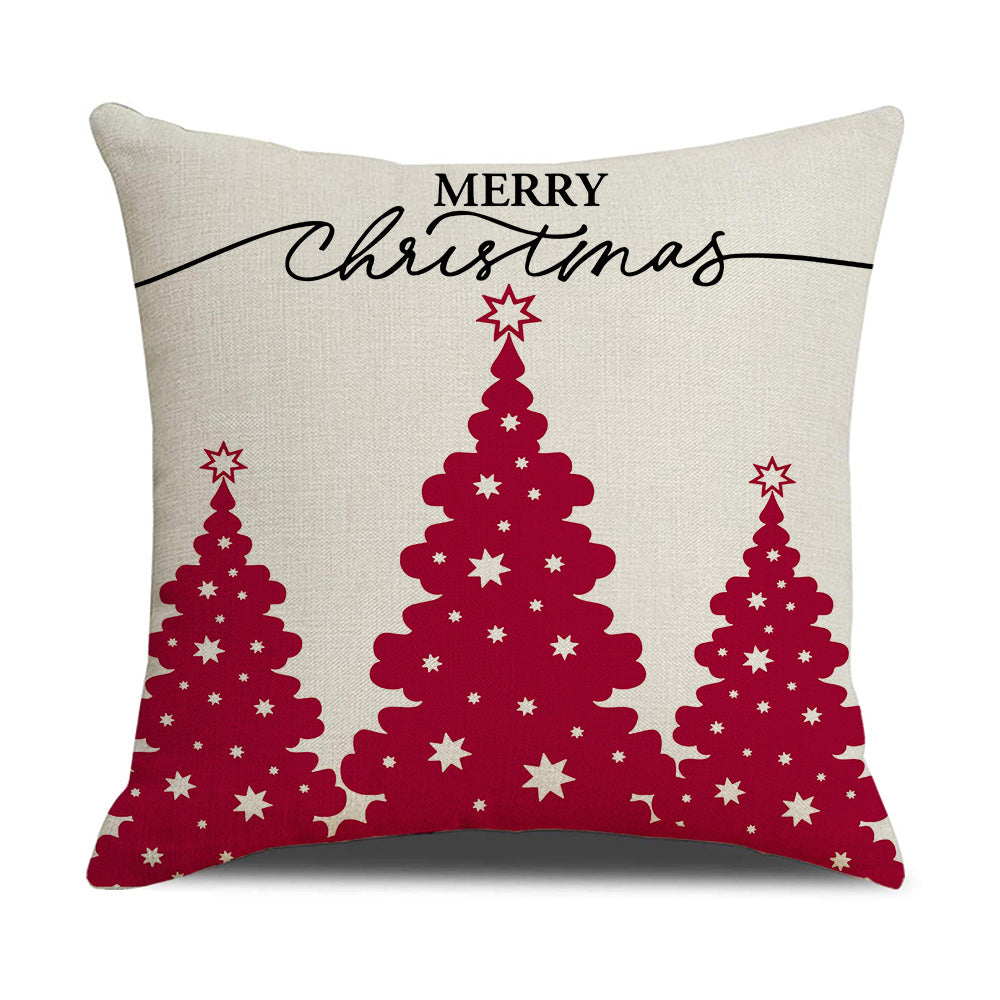 Pink cartoon Christmas linen pillowcase, sofa cushion, home goods pillowcase - V.I.P Digital Presence