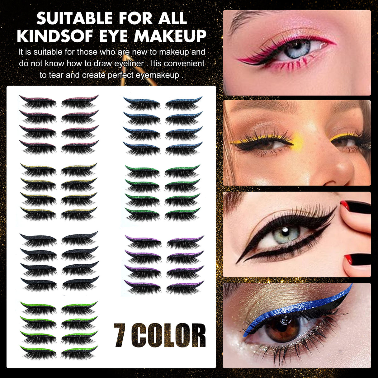 New Glitter Self-Adhesive Eyeliner Eyeshadow Sticker Double Eyelid False Eyelashes Waterproof Party Eye Makeup Sticker - V.I.P Digital Presence