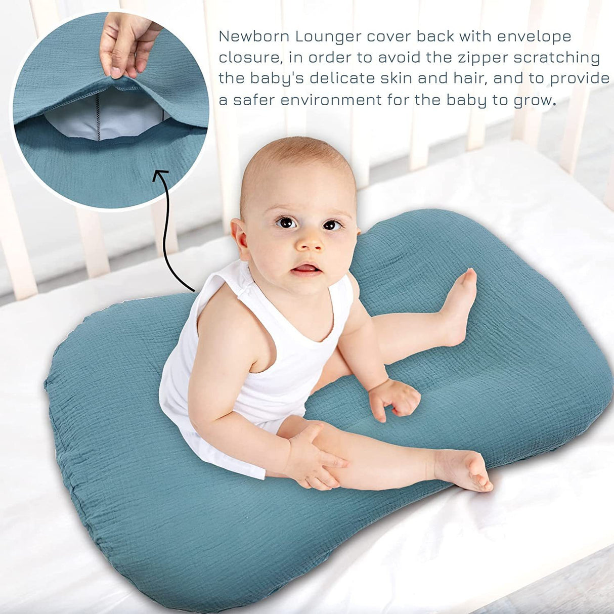 Flat weave fine cloth cover for baby lounge chair, soft organic cotton cover, newborn biomimetic bed, travel portable small bed - V.I.P Digital Presence