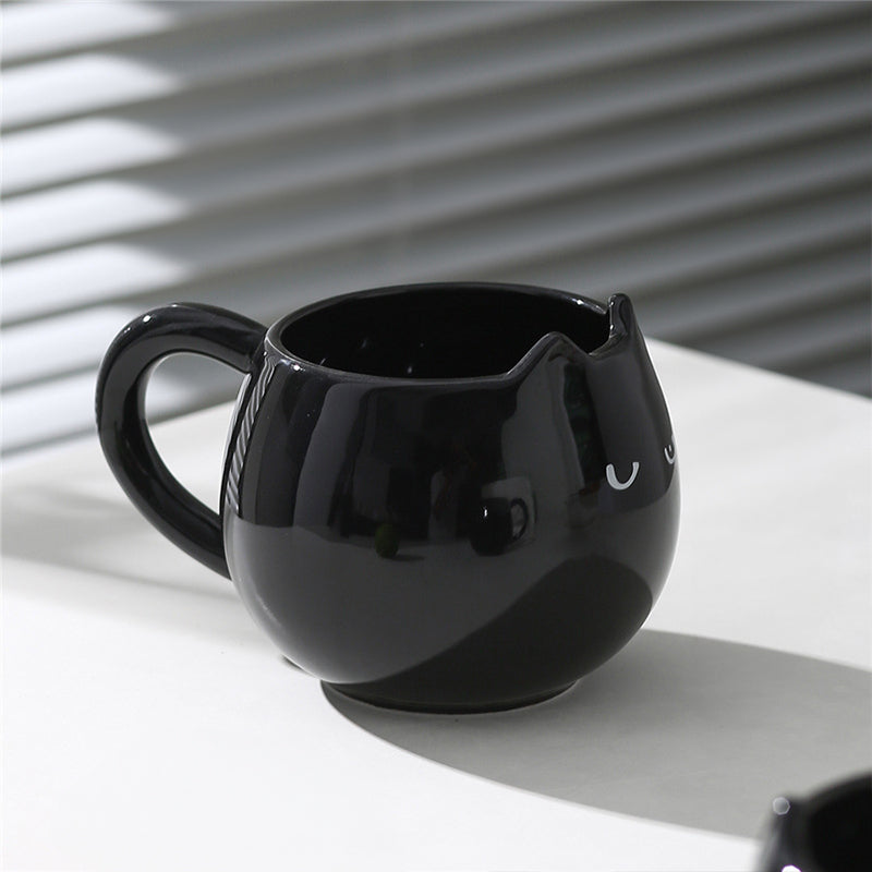 Adorable hand - painted cat - shaped ceramic mug, perfect for coffee or tea. - V.I.P Digital Presence