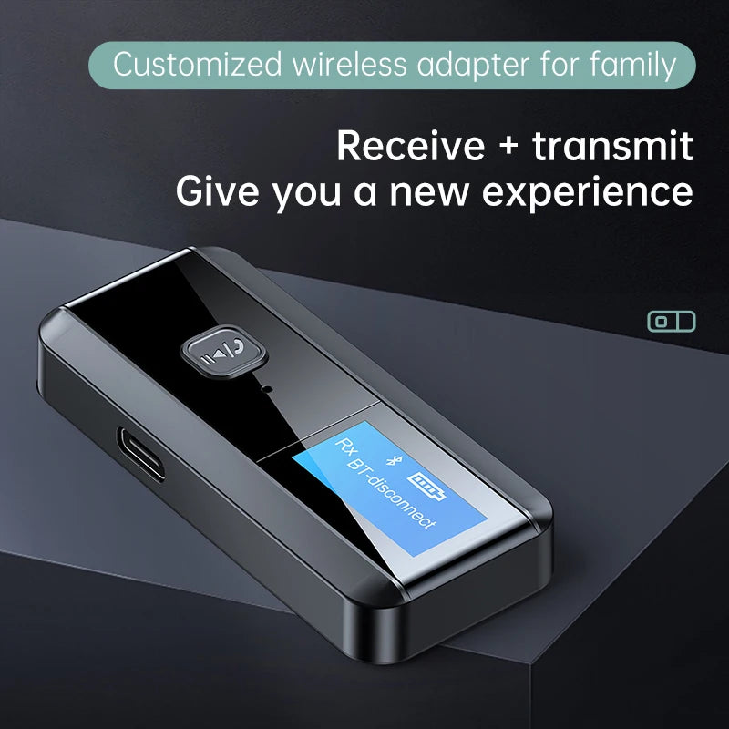 LCD display screen Bluetooth 5.0 receiver transmitter 2-in-1 audio adapter computer TV speaker - V.I.P Digital Presence