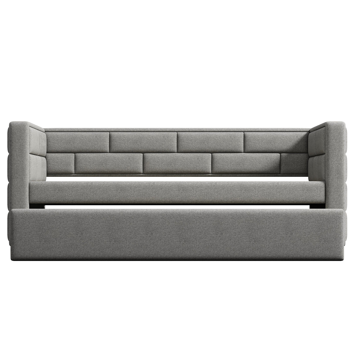 Twin Size Daybed with Trundle Upholstered Daybed with Padded Back Gray