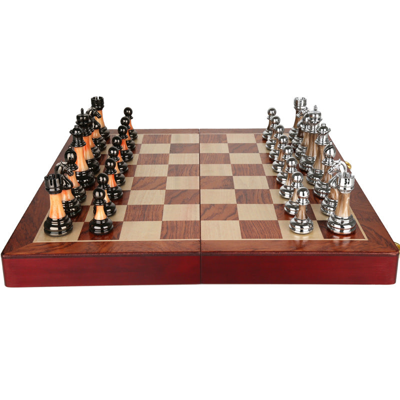 Solid wood folding chessboard imitation jade chess pieces Western chess retro European ornaments - V.I.P Digital Presence