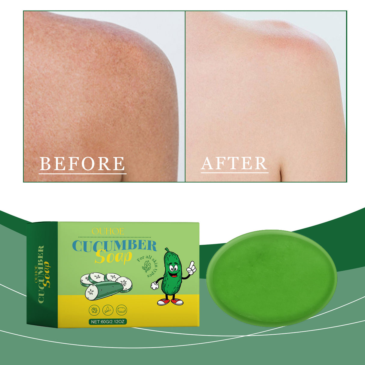 Cucumber Cleansing Soap, Deep Cleaning Face Bath Care Skin Refreshing Oil Control Multi-Purpose Soap - V.I.P Digital Presence