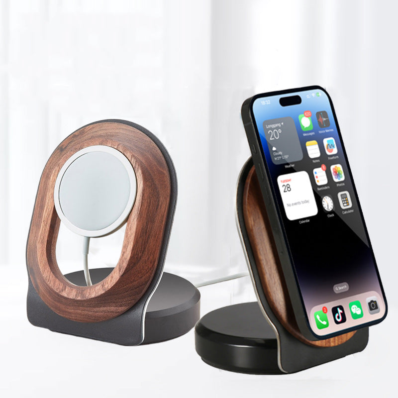 Wooden Desk Shelf Accessories Walnut Wireless Magnetic Charger Wireless Charging Stand For Magsafe - V.I.P Digital Presence