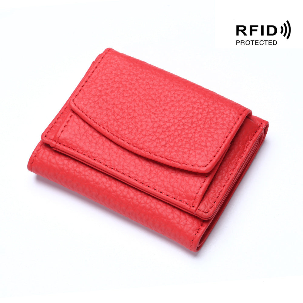 Small wallet women's genuine leather Japanese style fabric RFID coin bag wallet mini wallet short - V.I.P Digital Presence