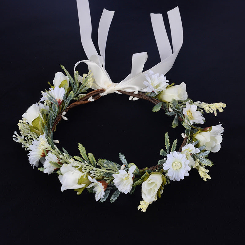 Korean style spring and summer fresh flower garland handmade wrapped fabric small chrysanthemum headpiece - V.I.P Digital Presence