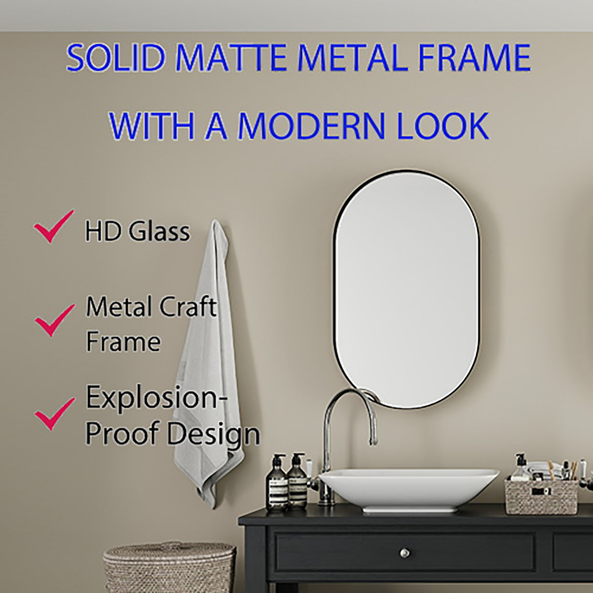 20x34 inch oval embedded medicine cabinet, metal frame bathroom cabinet with mirror and adjustable shelf matte black - V.I.P Digital Presence