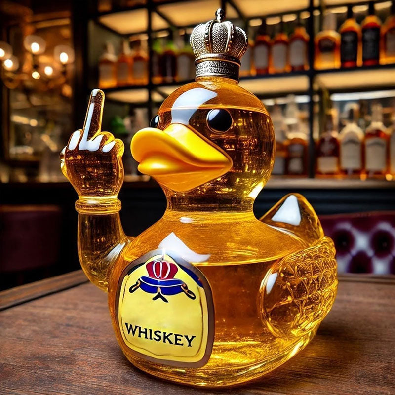 10 Oz Middle Finger Duck Bottle - Funny Whiskey Duck Decanter. Great Prank Decoration for Bar, Office or Home - V.I.P Digital Presence