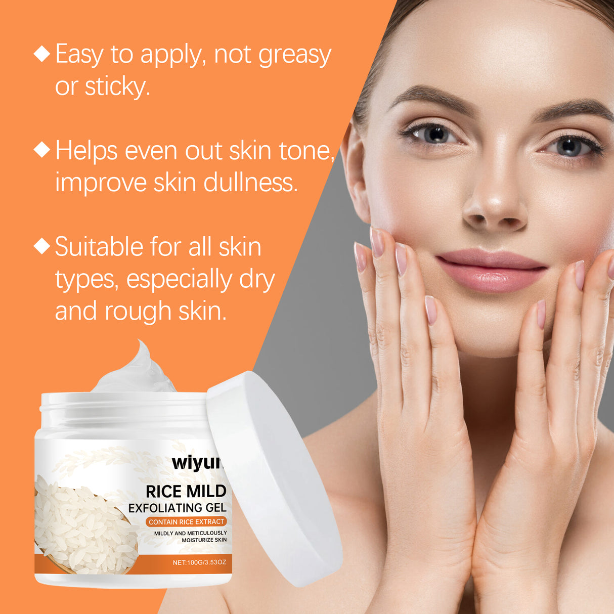 Rice Exfoliating Gel Gently Cleanses Face Body Skin Hydrating Moisturizing Refreshing Cleansing Gel