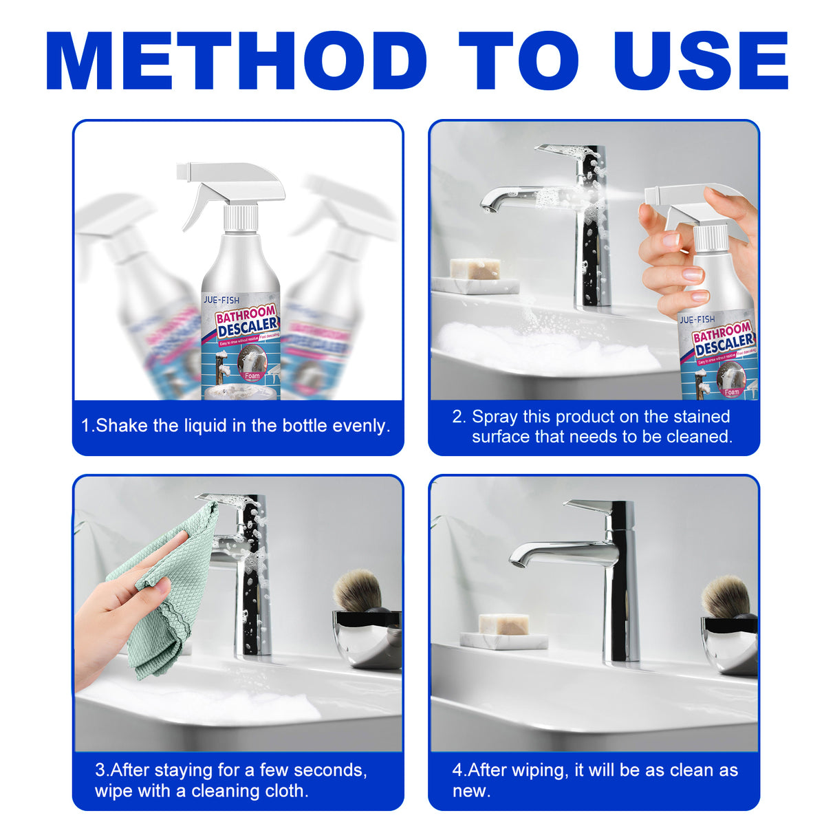 Bathroom Cleaner, Shower Room Glass Scale Cleaner Stainless Steel Wash Basin Bathtub Decontamination - V.I.P Digital Presence