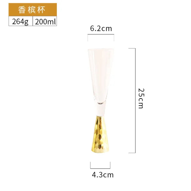 High-end Glass Wine Glasses Golden Wine Glasses Family Party Champagne Glasses Bar Whiskey Cocktail Glasses Martini Glasses - V.I.P Digital Presence