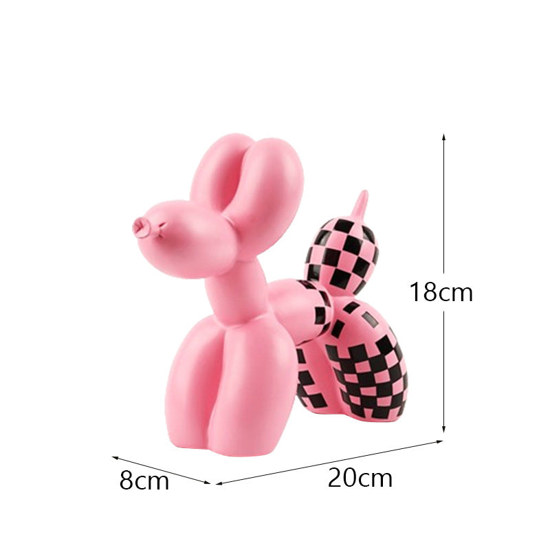 New black and white plaid balloon dog ornaments creative TV cabinet wine cabinet living room porch resin crafts - V.I.P Digital Presence