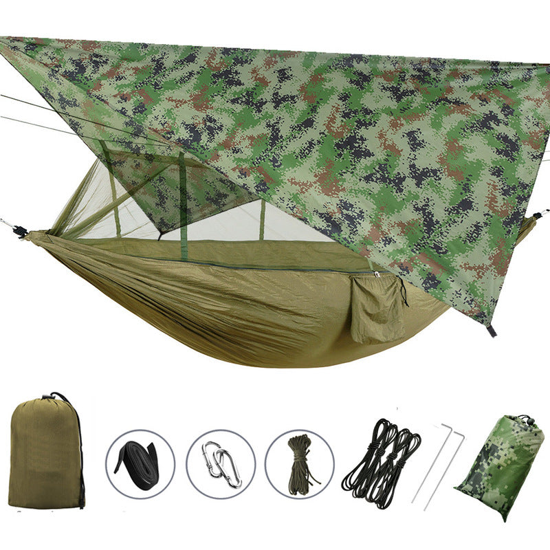 260x140cm Outdoor Double Camping Hammock with Mosquito Net and Rain Fly Tarp Lightweight Parachute Hammocks for Travel Hiking - V.I.P Digital Presence