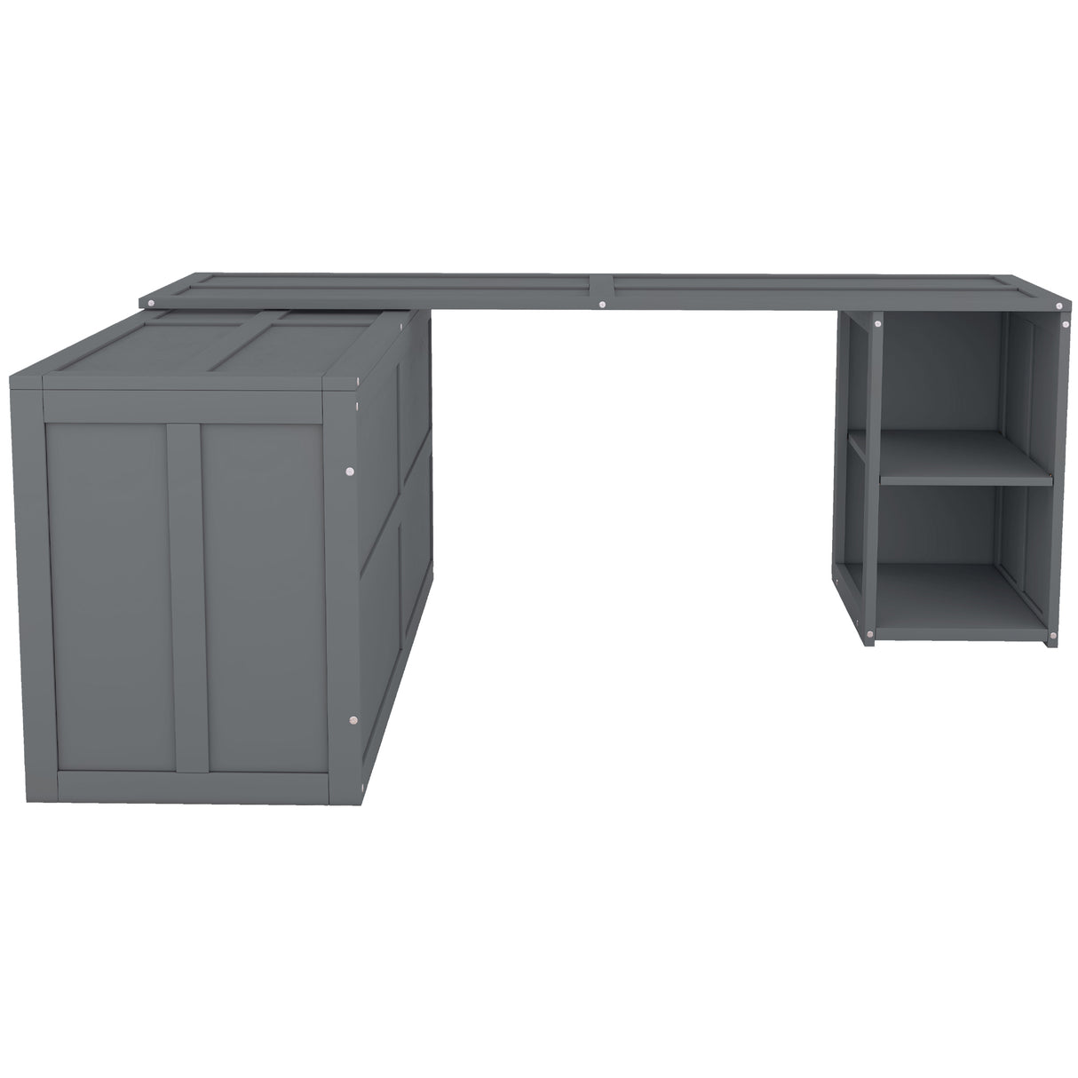 Queen Size Murphy Bed with Rotable Desk Gray