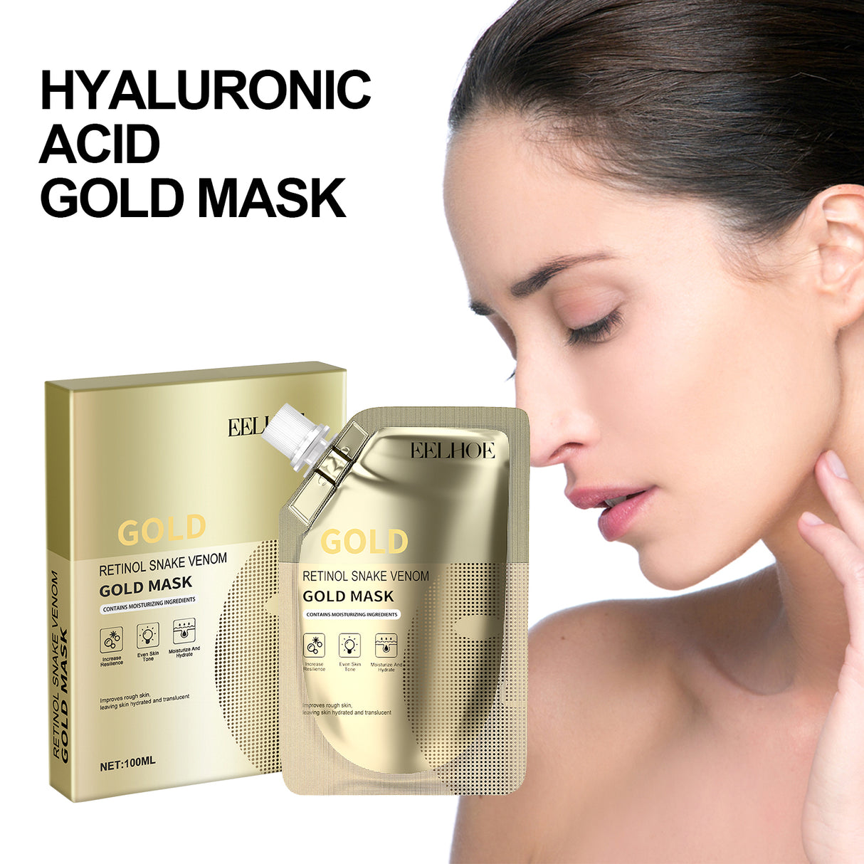 Retinol Snake Venom Gold Mask, Clear Skin, Tighten Pores, Brightening, Rejuvenating And Hydrating Mask - V.I.P Digital Presence